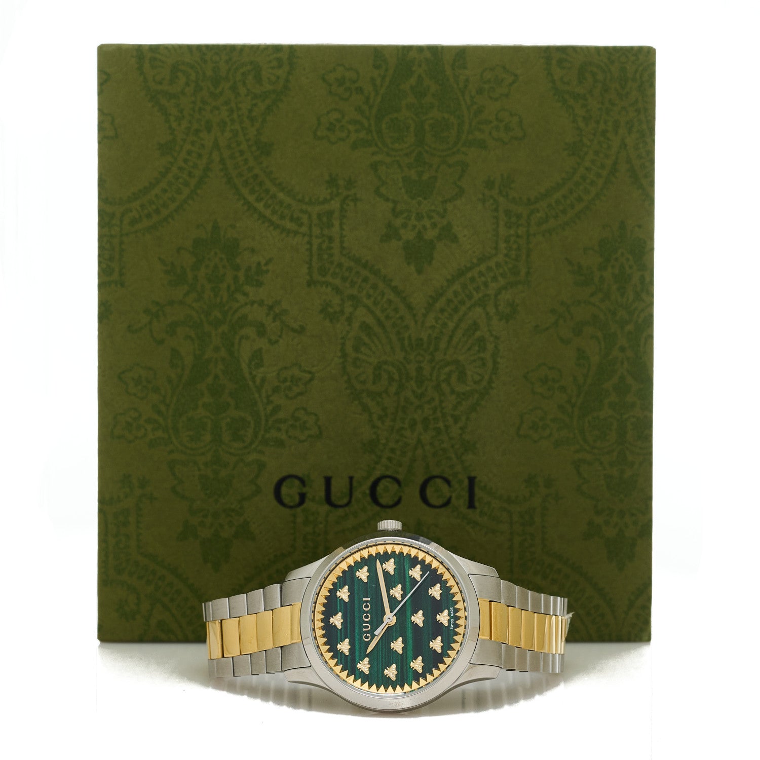 Gucci Stainless Steel Malachite 32mm G-Timeless Bee Quartz Watch