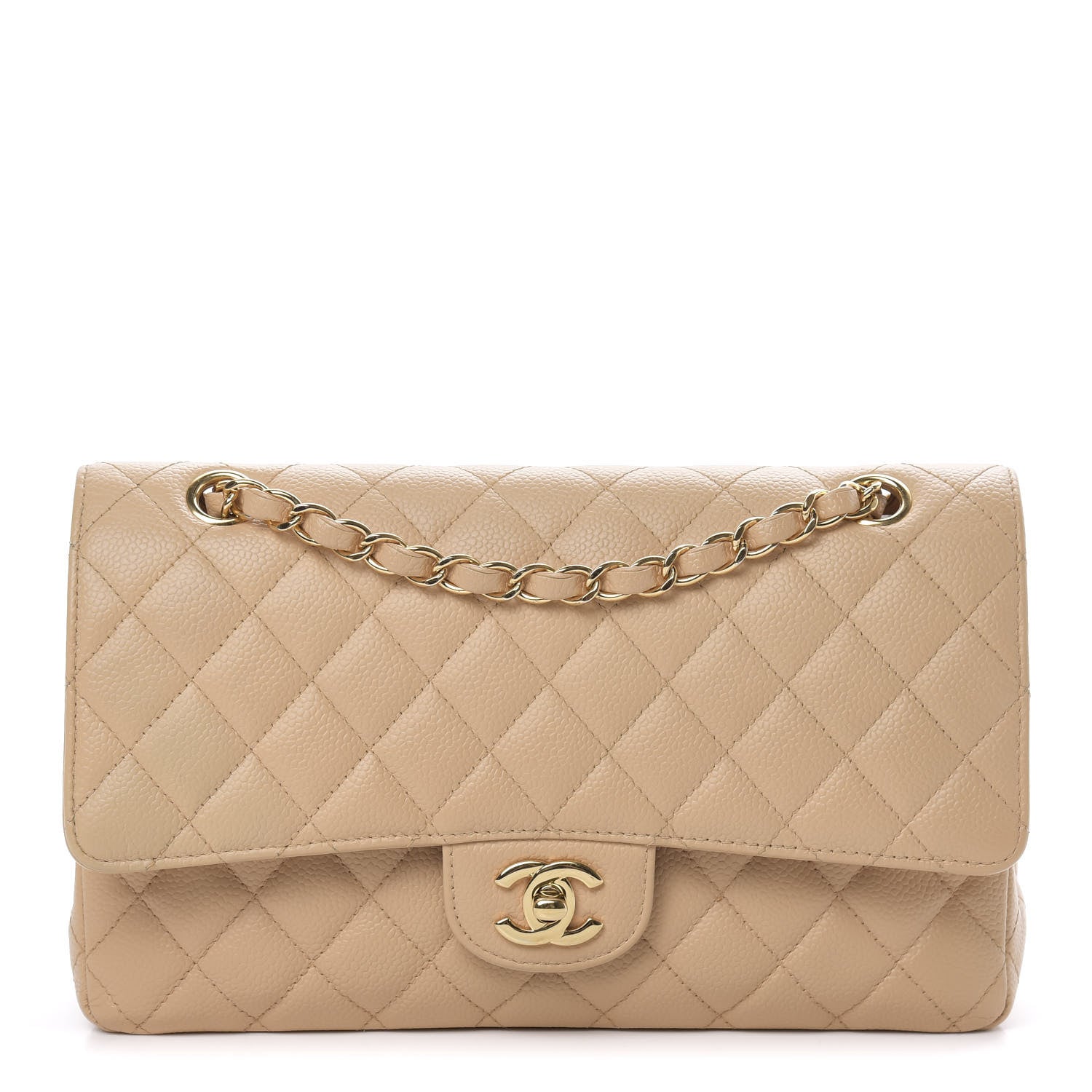 Chanel Caviar Quilted Medium Double Flap Beige 1 of 11
