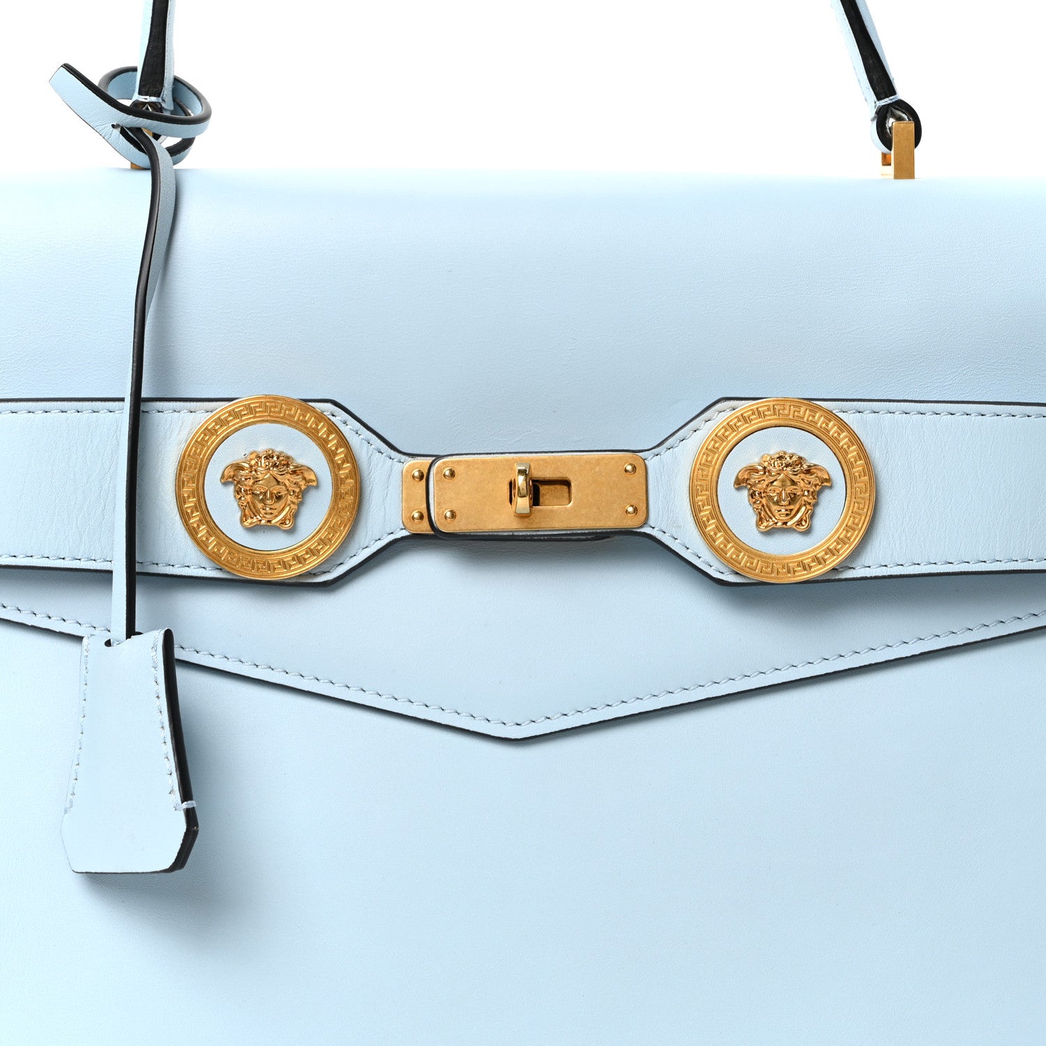 Versace Calfskin Icon Handbag Light Blue 7 of 9