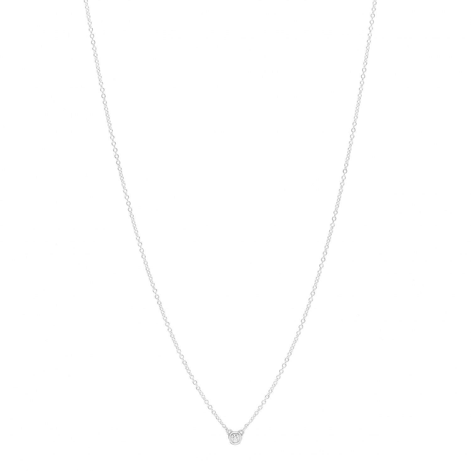 Tiffany Sterling Silver Diamond .03ct Elsa Peretti Diamonds by the Yard Pendant Necklace 1 of 4