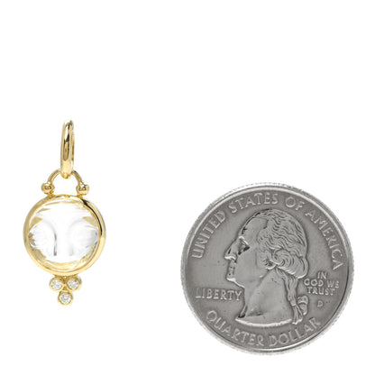 Temple St. Clair 18K Yellow Gold Diamond Rock Crystal 10mm Moonface Pendant 2 of 3