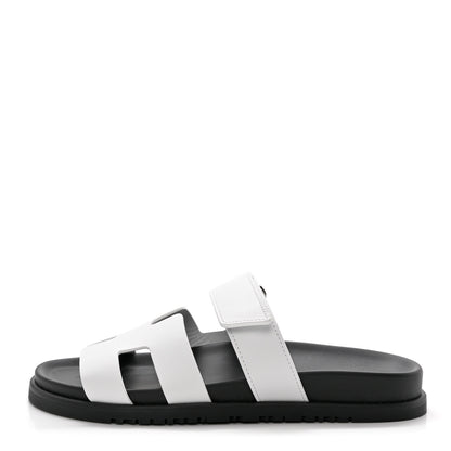 Hermes Calfskin Womens Chypre Sandals 38 White 1 of 9