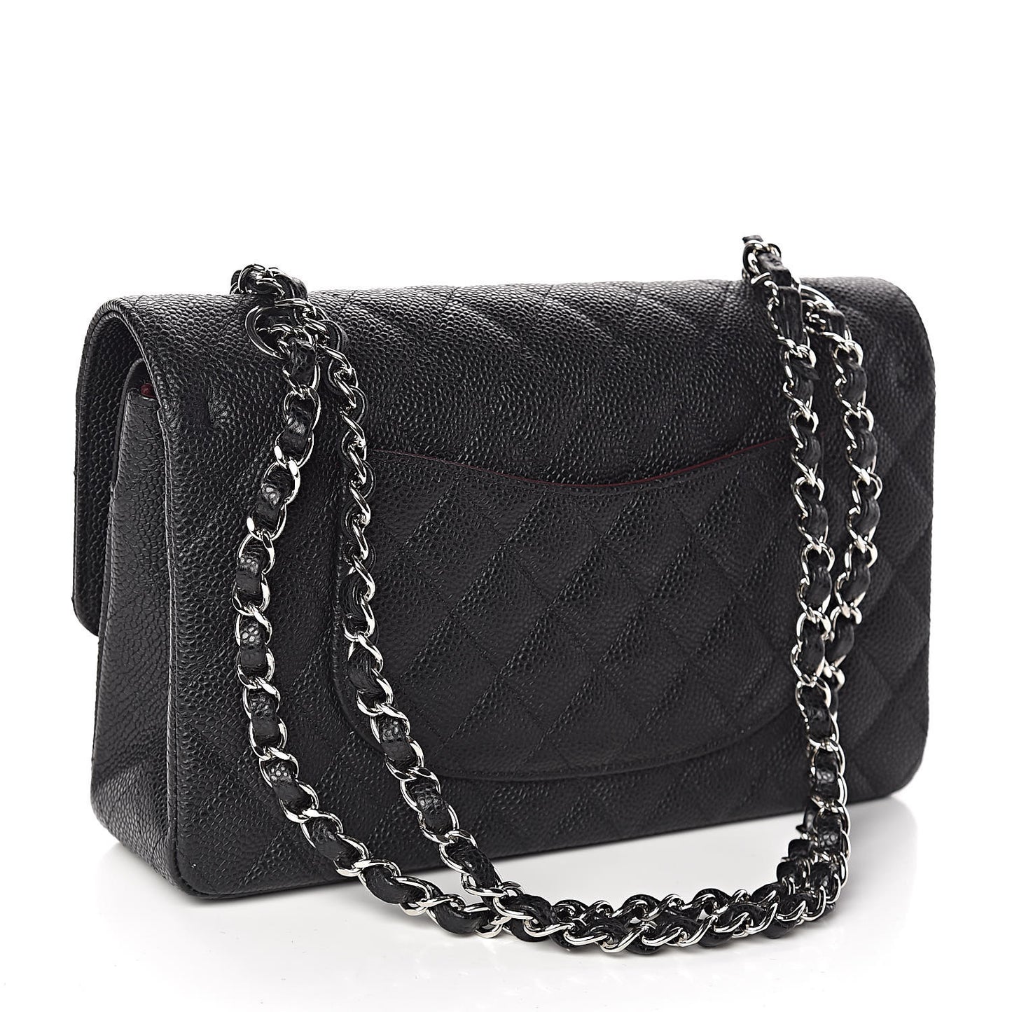 Caviar Quilted Medium Double Flap Black