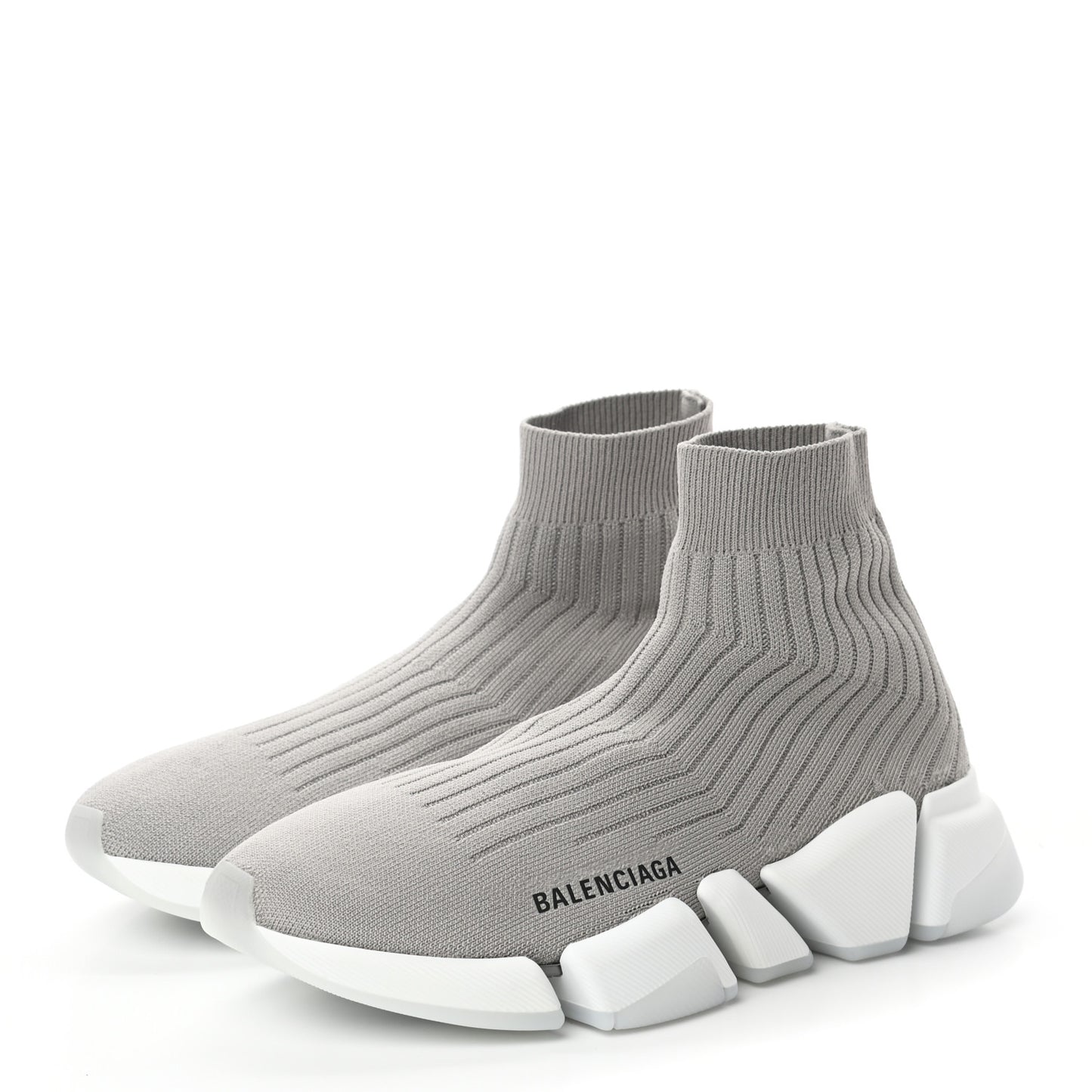 Ribbed Knit Womens Speed 2.0 Transparent Sole Sneakers 39 Baltic Grey White