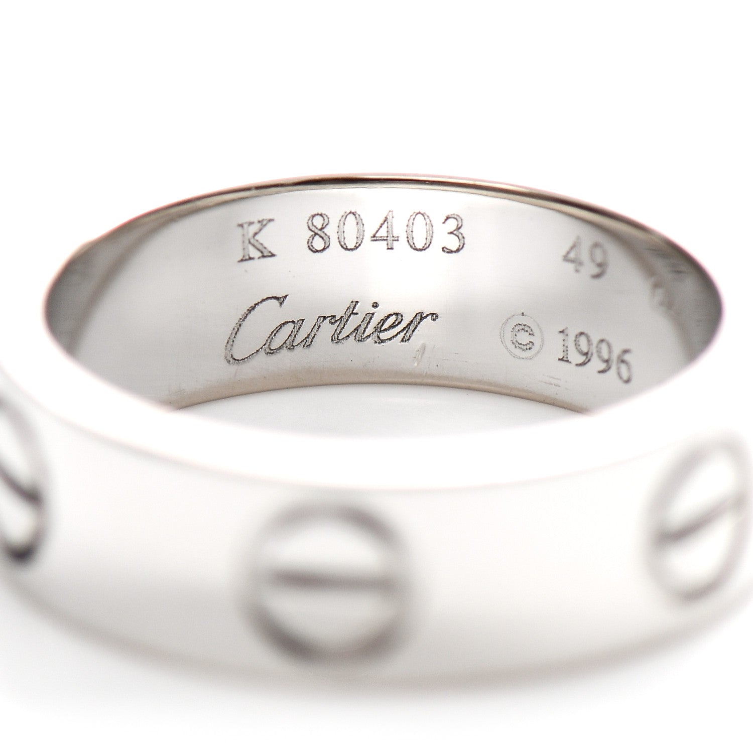 Cartier 18K White Gold 5.5mm LOVE Ring 49 4.75 4 of 5