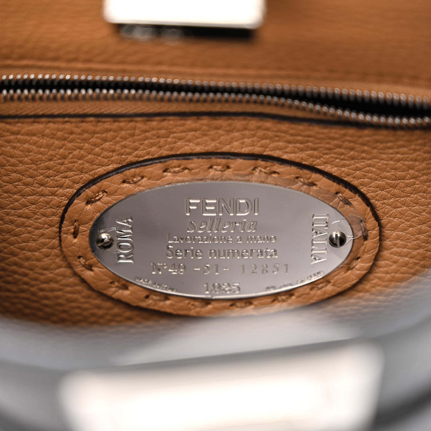 Fendi Cuoio Romano Selleria Bi-Color Mini Peekaboo Iconic Satchel Black Mou 7 of 11
