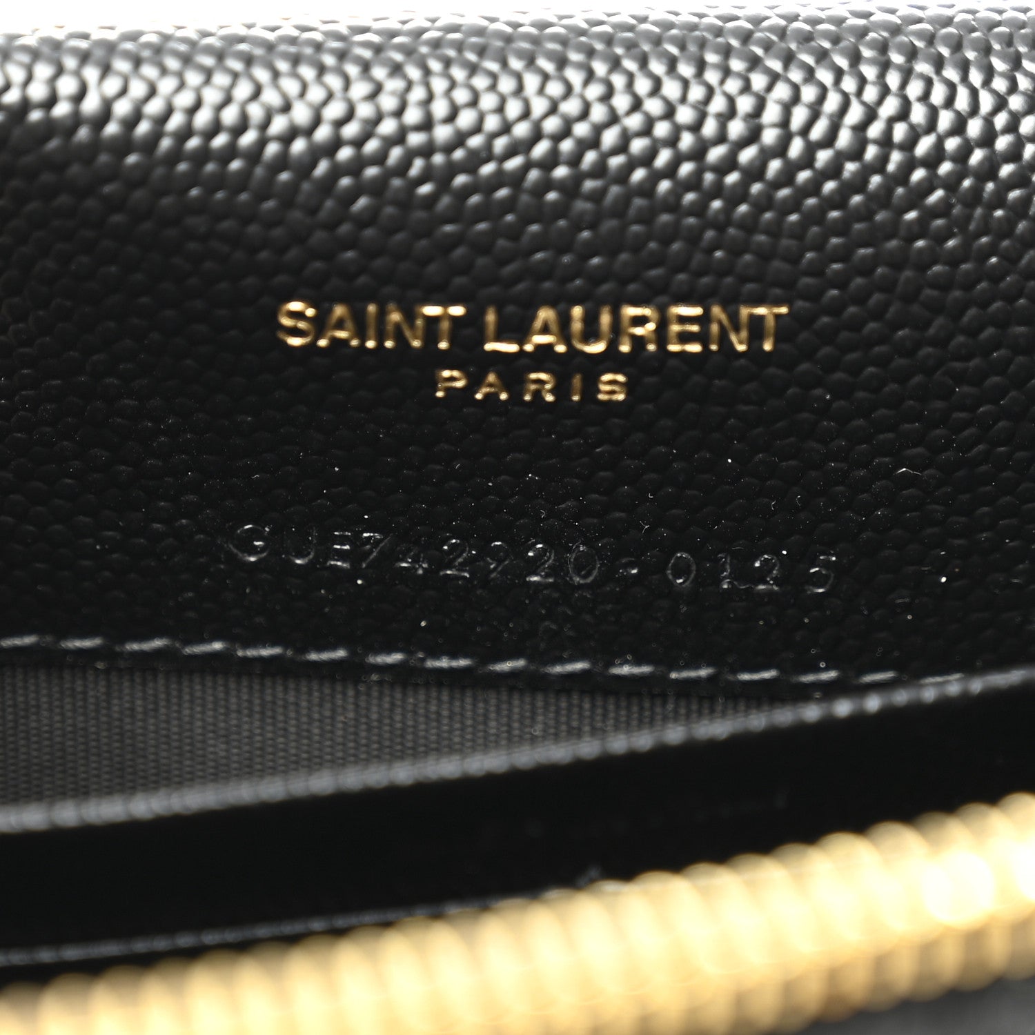 Saint Laurent Grain De Poudre Matelasse Chevron Monogram Envelope Chain Wallet Black 7 of 11