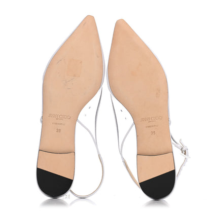 Jimmy Choo Kid PVC Erin Slingback Flats 39 White 4 of 4