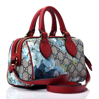 Gucci GG Supreme Monogram Blooms Mini Boston Navy Blue Hibiscus 4 of 10