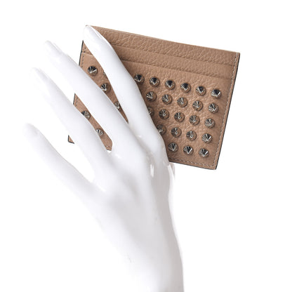 Christian Louboutin Grained Calfskin Spikes Kios Card Holder Cashmere 2 of 8