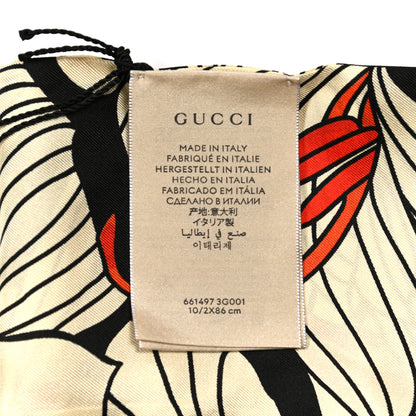 Gucci Silk Floral Neck Bow Scarf White 4 of 5