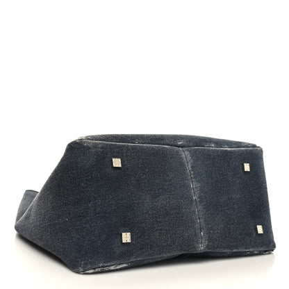 Givenchy Washed Denim Calfskin Crocodile Embossed Medium G-Lock Hobo Black 4 of 9