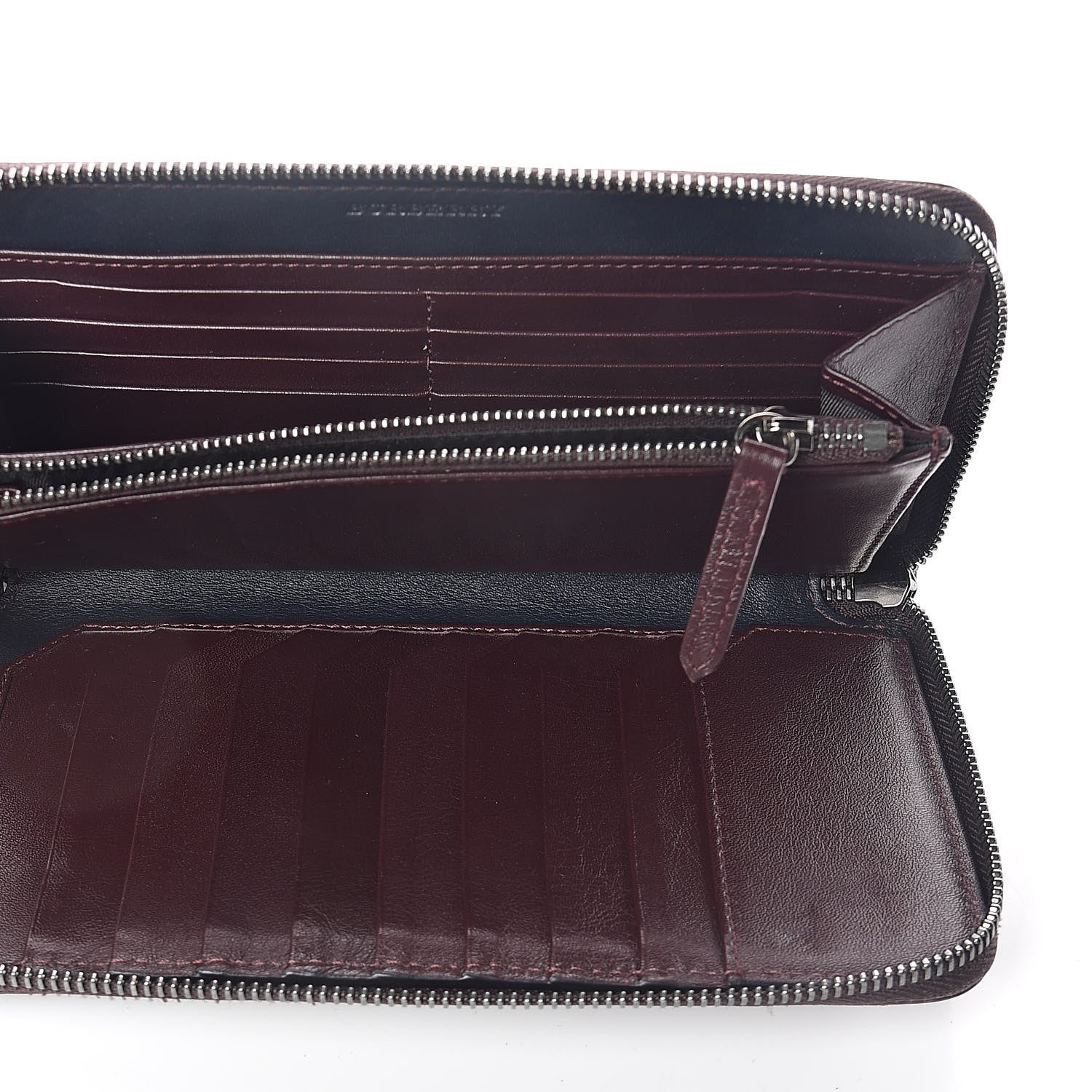 Burberry Calfskin Zip Around Wallet Burgundy Blue 5 of 7