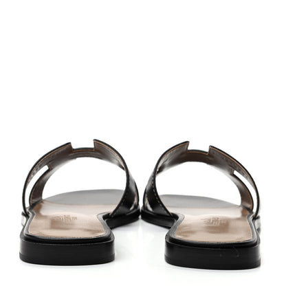 Hermes Box Calfskin Oran Sandals 37 Black 7 of 10