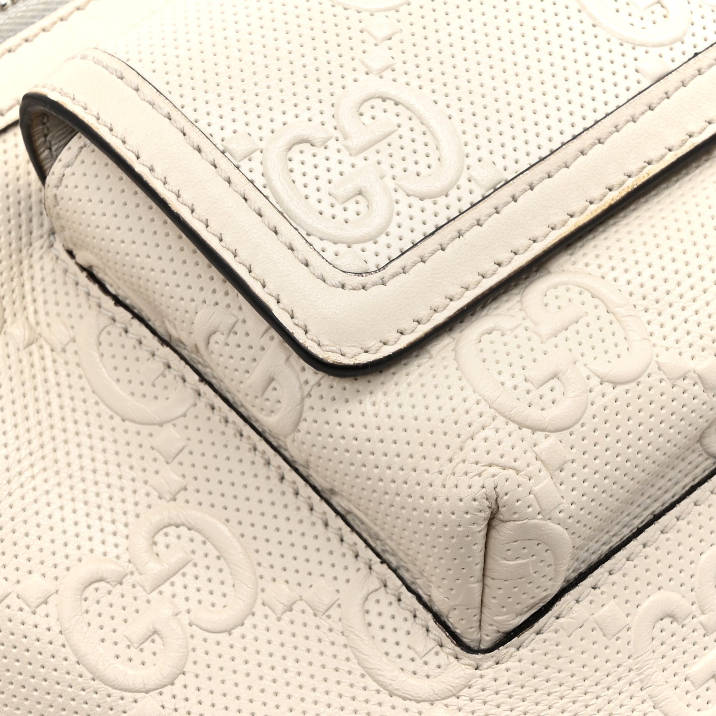 Calfskin GG Tennis Embossed Pocket Belt Bag Mystic White