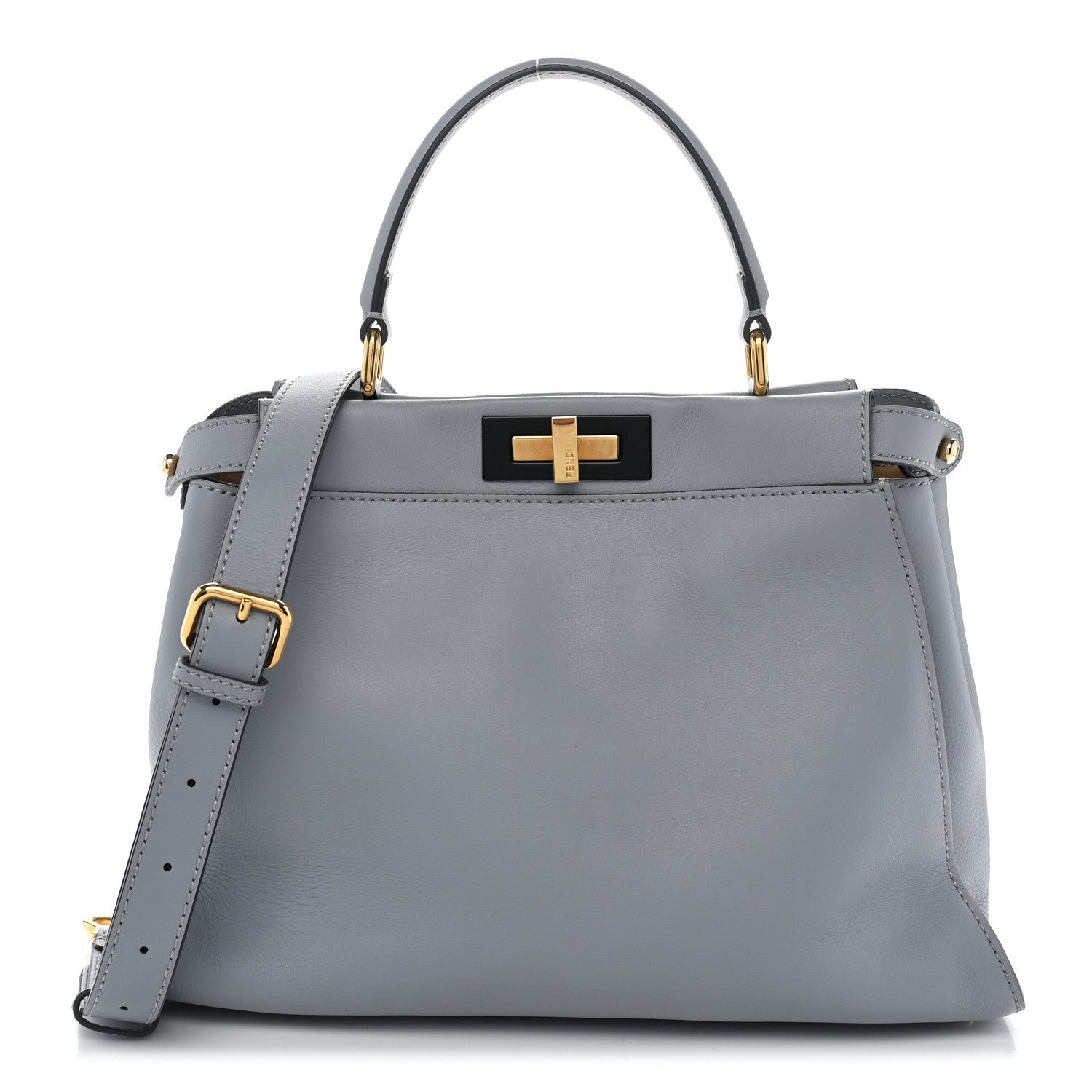Fendi Vitello Seta Shiny Nappa Medium Peekaboo Iconic Satchel Ardesia Amido 1 of 10