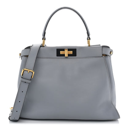 Fendi Vitello Seta Shiny Nappa Medium Peekaboo Iconic Satchel Ardesia Amido 1 of 10