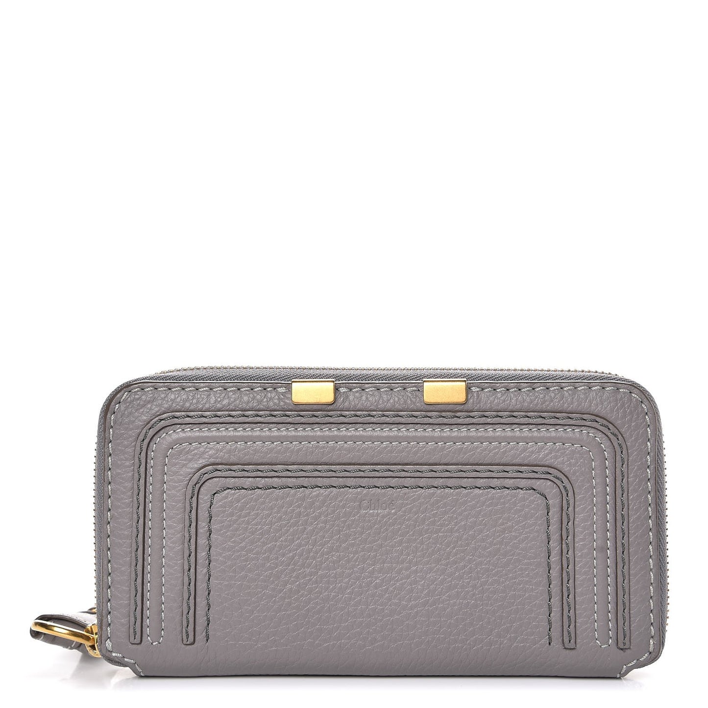 Calfskin Marcie Long Zip Around Wallet Cashmere Grey