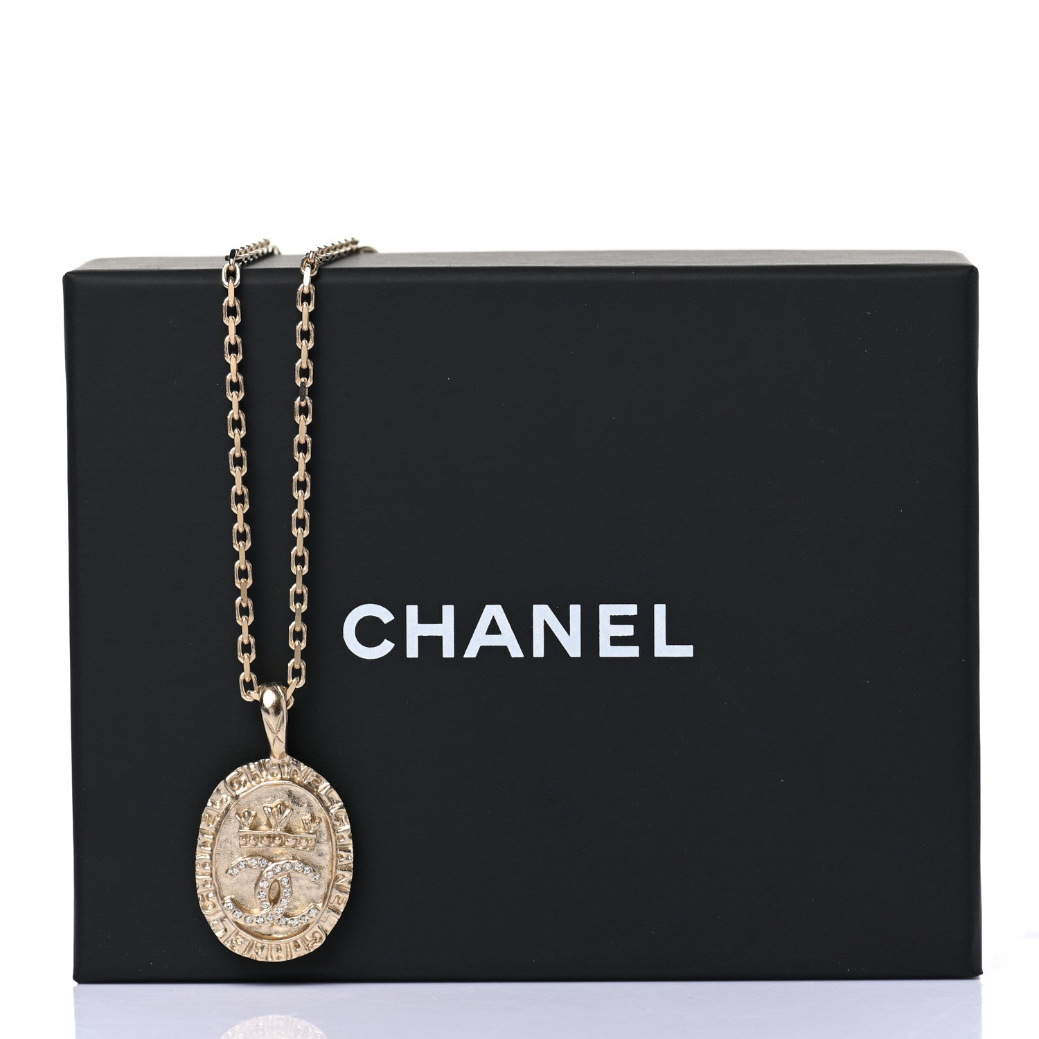 Chanel Crystal CC Medallion Necklace Gold 7 of 7