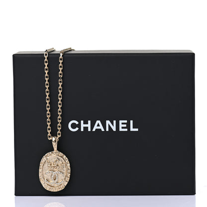 Chanel Crystal CC Medallion Necklace Gold 7 of 7
