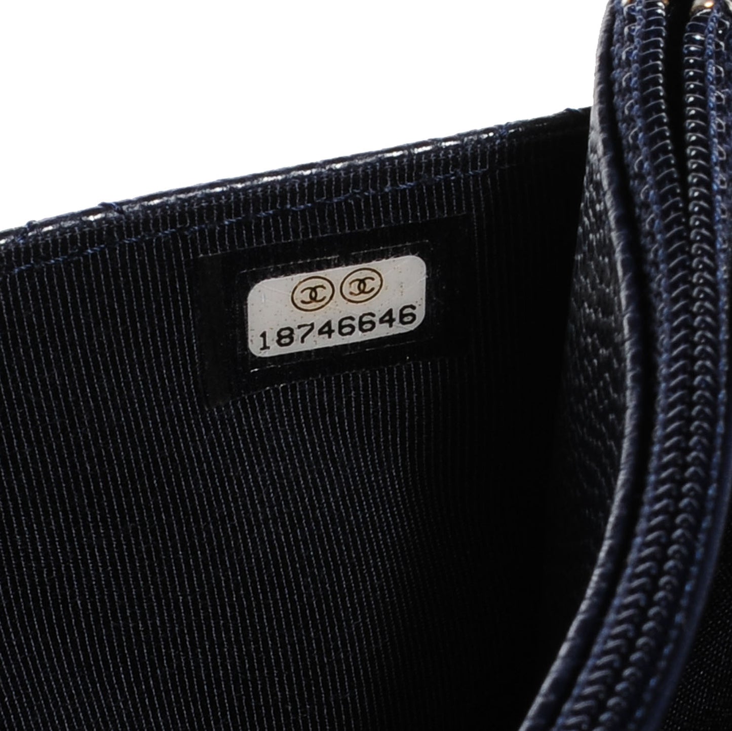 Caviar Quilted Wallet on Chain WOC Navy Blue