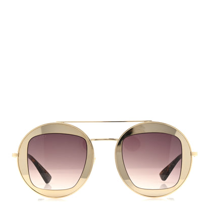 Gucci Round Frame Sylvie Web Sunglasses GG0105S Gold 3 of 14