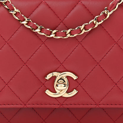 Chanel Lambskin Quilted Trendy CC Wallet On Chain WOC Red 8 of 14