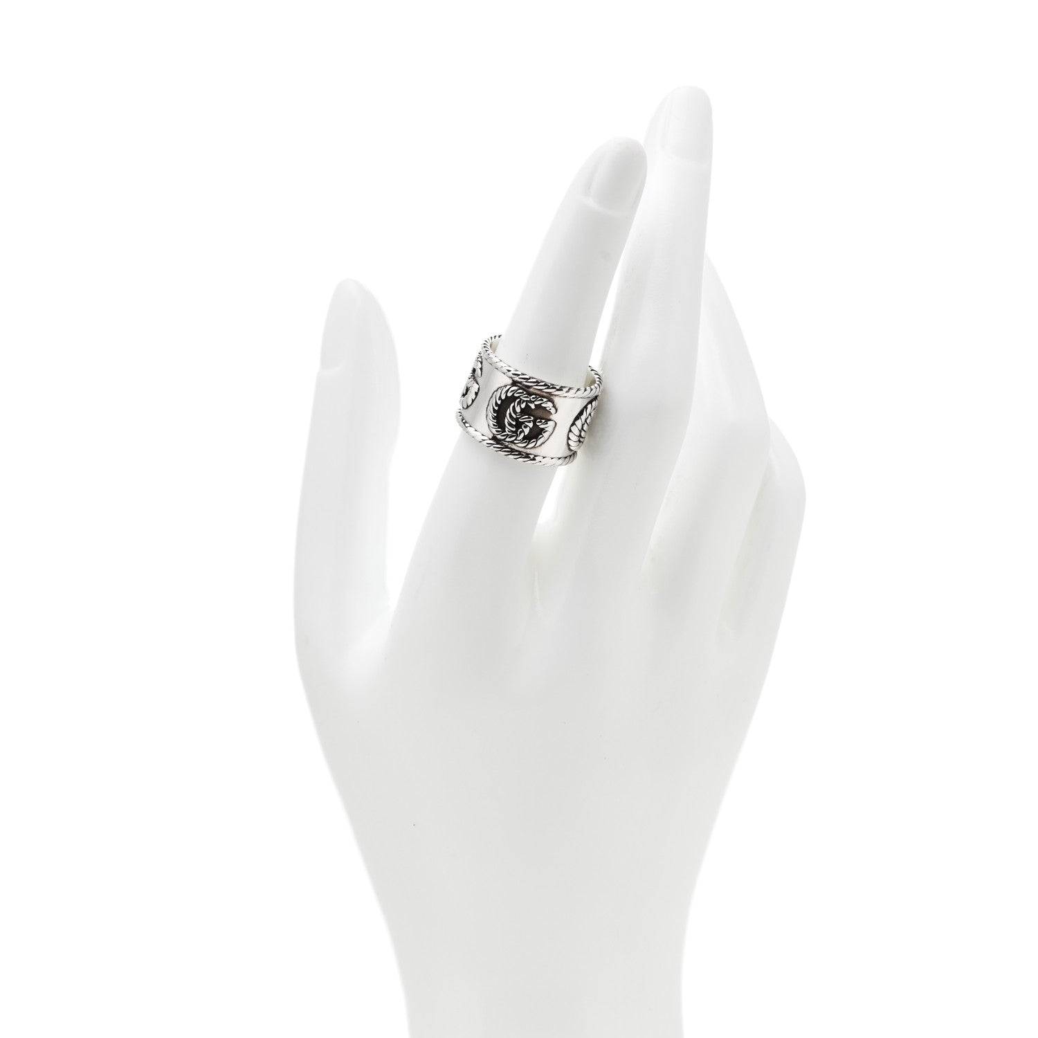 Gucci Sterling Silver Wide GG Marmont Ring 54 7 2 of 7