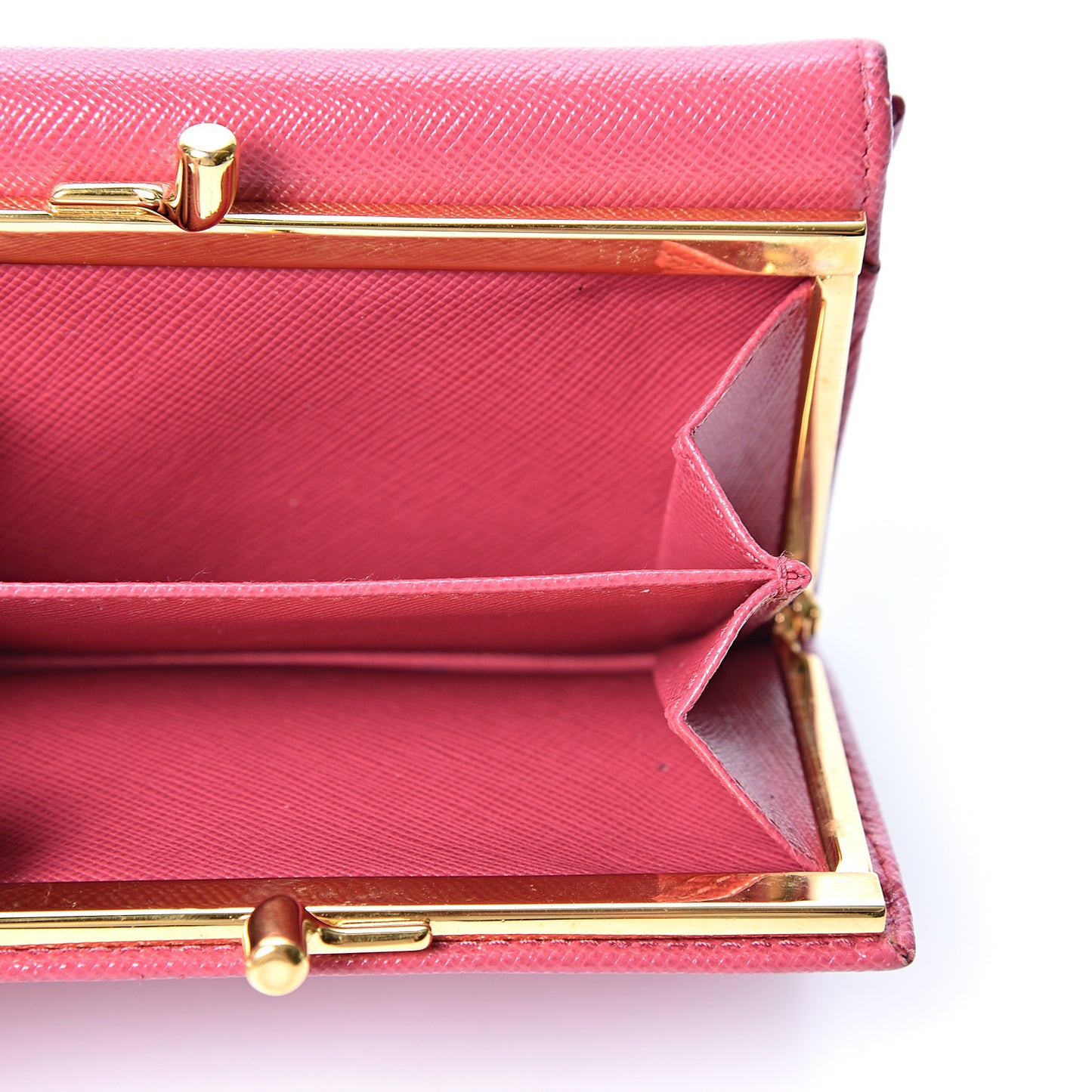Saffiano Compact Kiss Lock Wallet Peonia