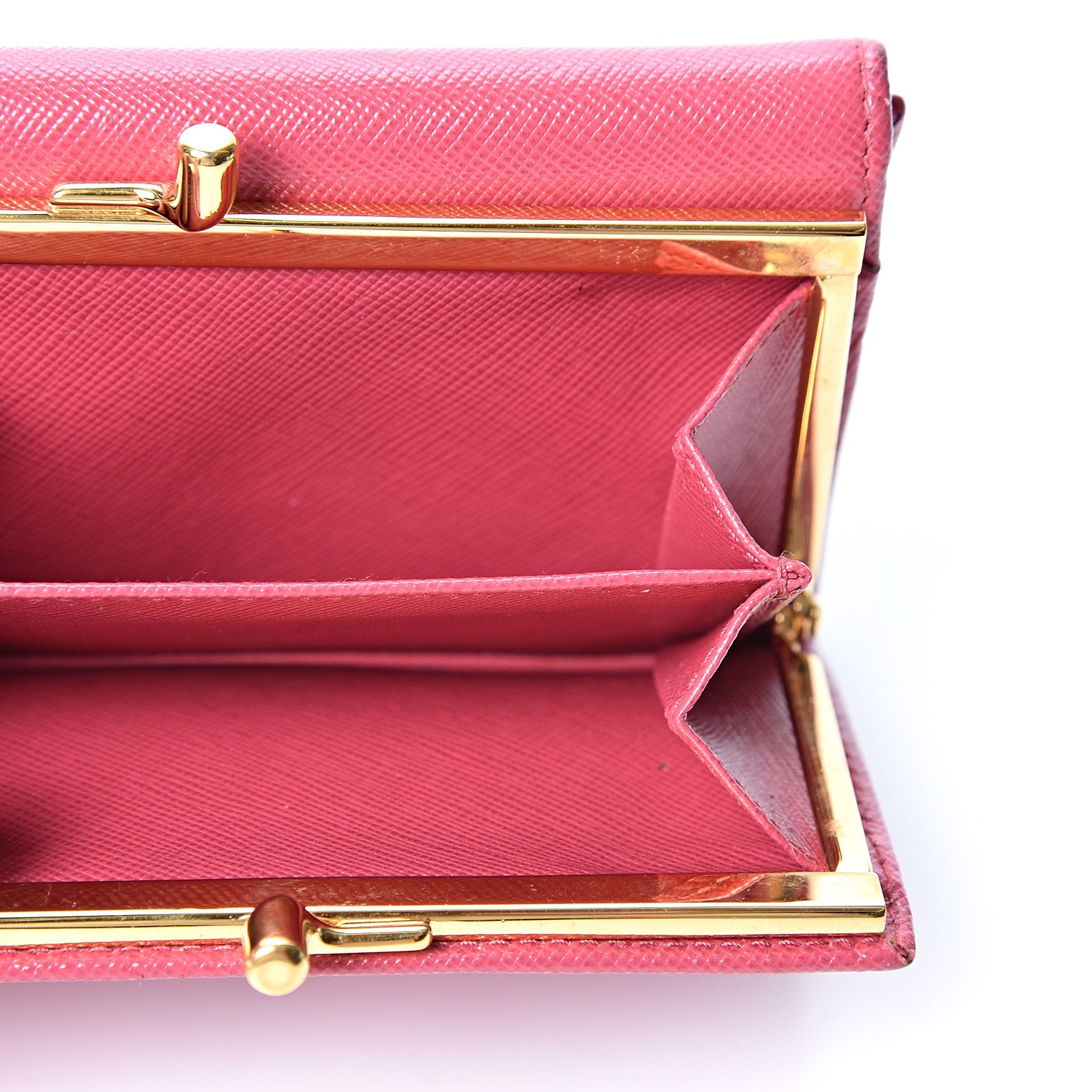 Prada Saffiano Compact Kiss Lock Wallet Peonia 5 of 12