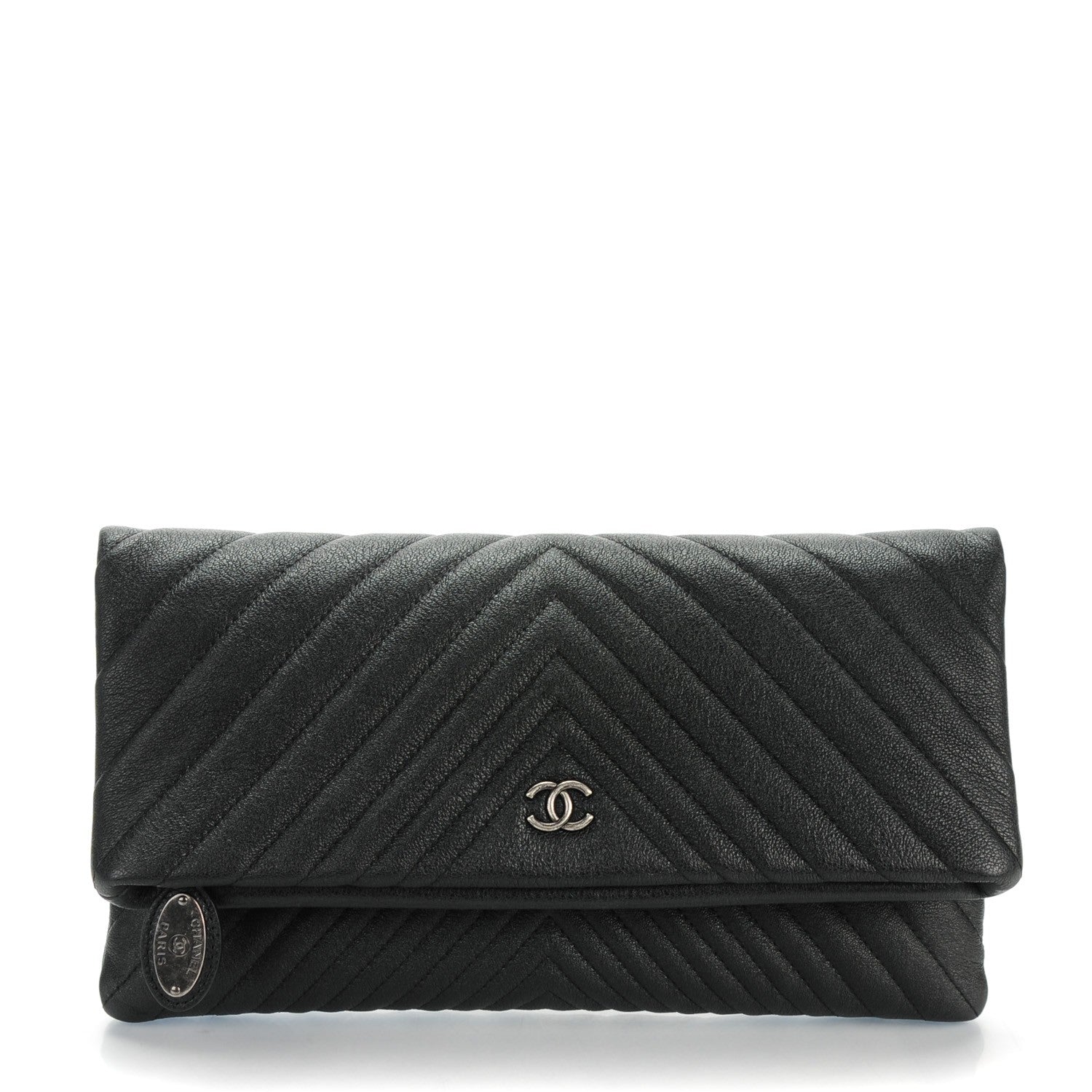 Chanel Calfskin Chevron CC Beauty Clutch Black 1 of 6