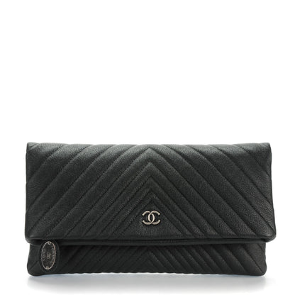 Chanel Calfskin Chevron CC Beauty Clutch Black 1 of 6
