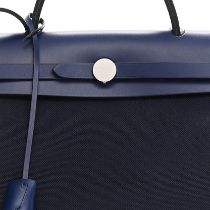 Hermes Military Toile Vache Hunter Herbag Zip 31 PM Bleu Marine Bleu Saphir 9 of 9
