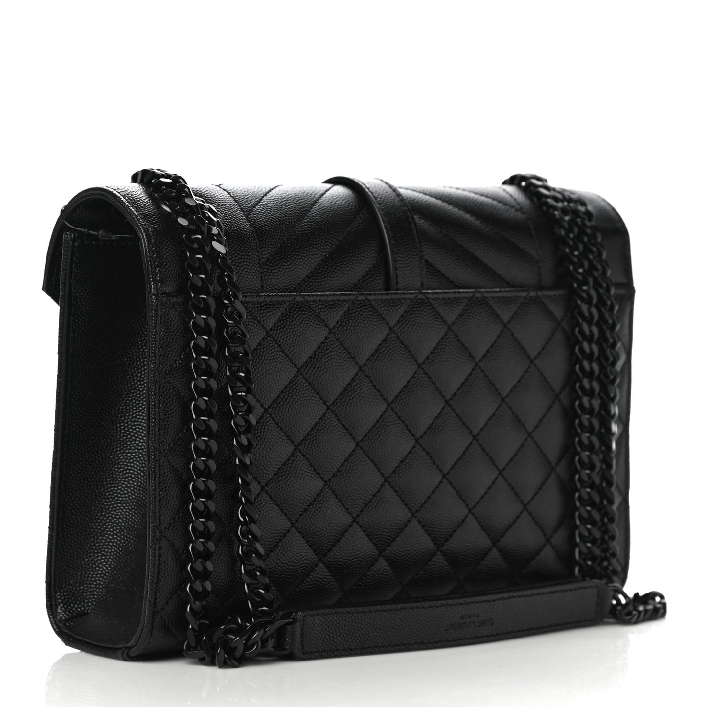 Grain De Poudre Textured Mixed Matelasse Triquilt Medium Monogram Satchel Black