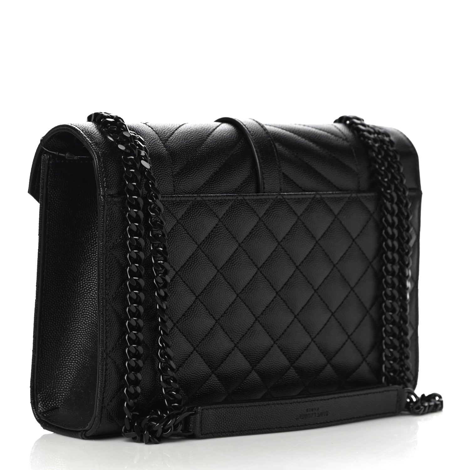 Saint Laurent Grain De Poudre Textured Mixed Matelasse Triquilt Medium Monogram Satchel Black 3 of 10
