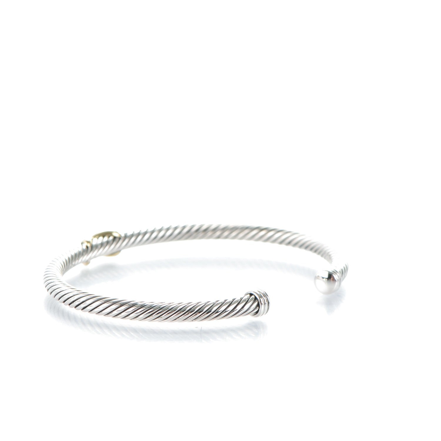 David Yurman Sterling Silver 18K Yellow Gold 4mm X Station Cable Bracelet 3 of 5