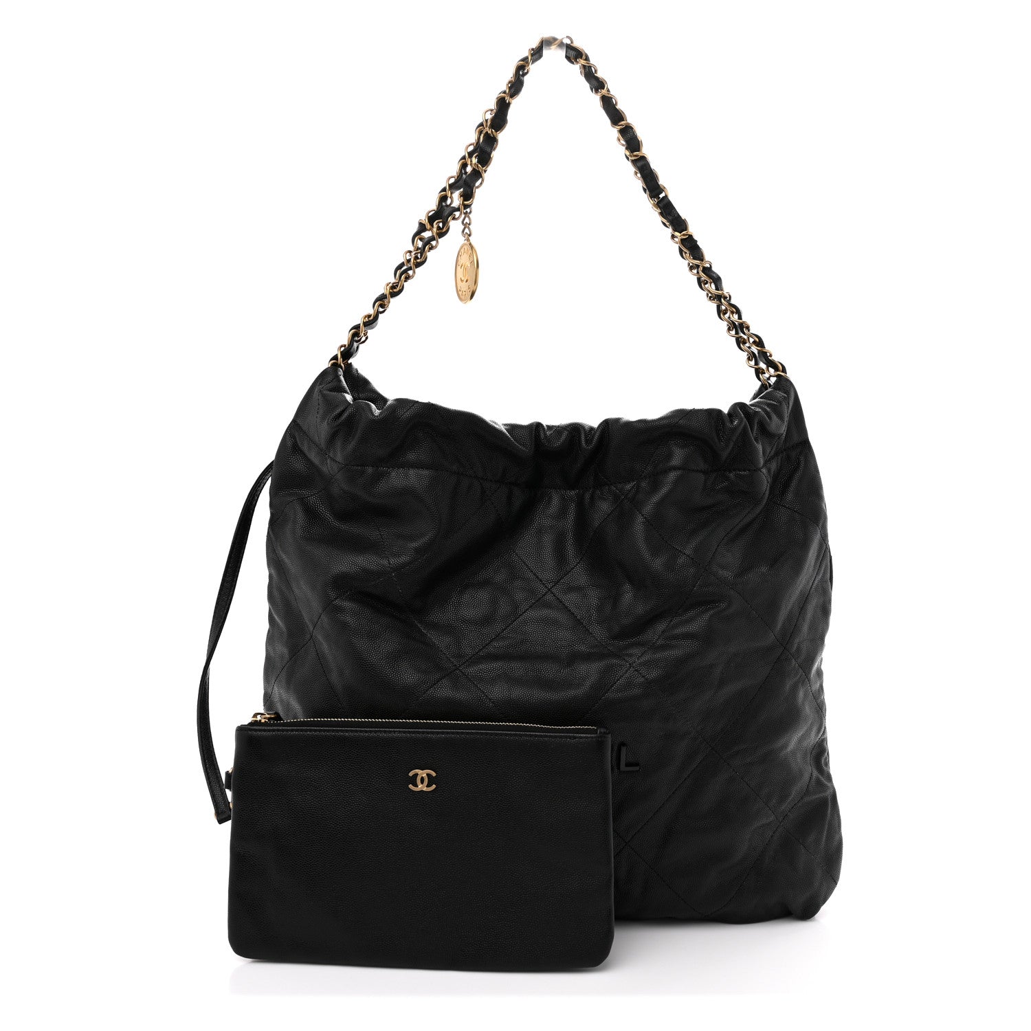 Chanel Shiny Caviar Quilted Monochrome Small Chanel 22 Black 3 of 11