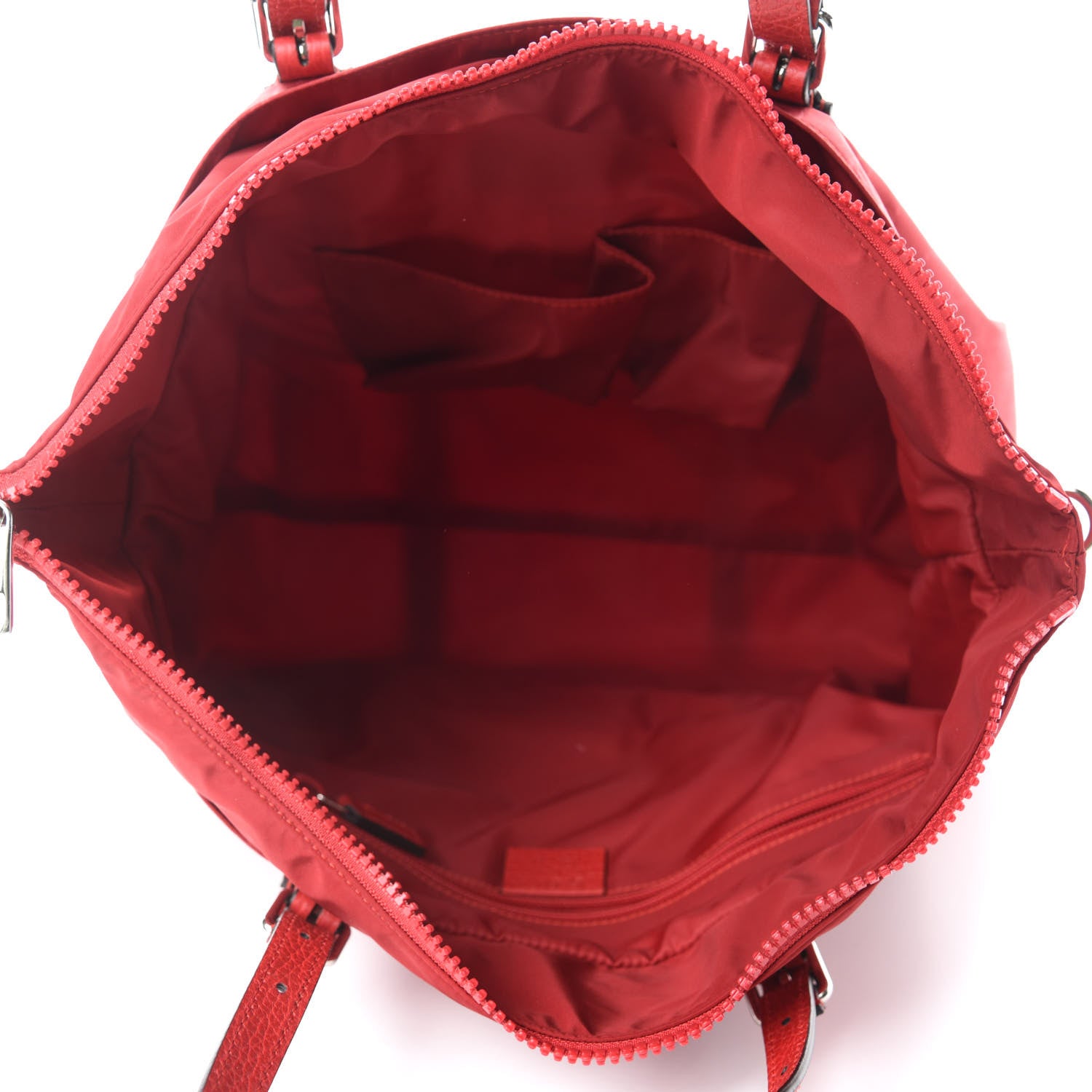 Gucci Nylon Monogram Dollar Calfskin Tote Vibrant Red 5 of 10