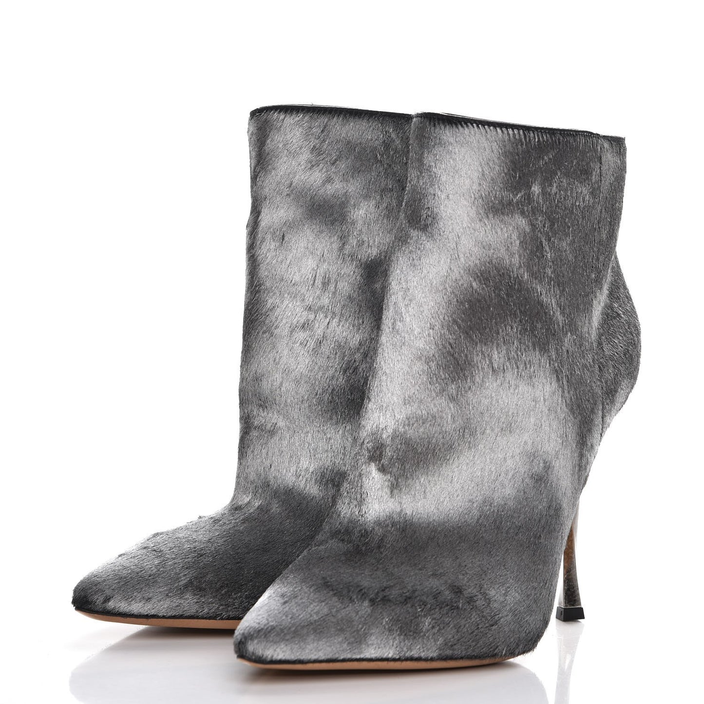 Dyed Calf Hair Ankle Boots 37.5 Silver