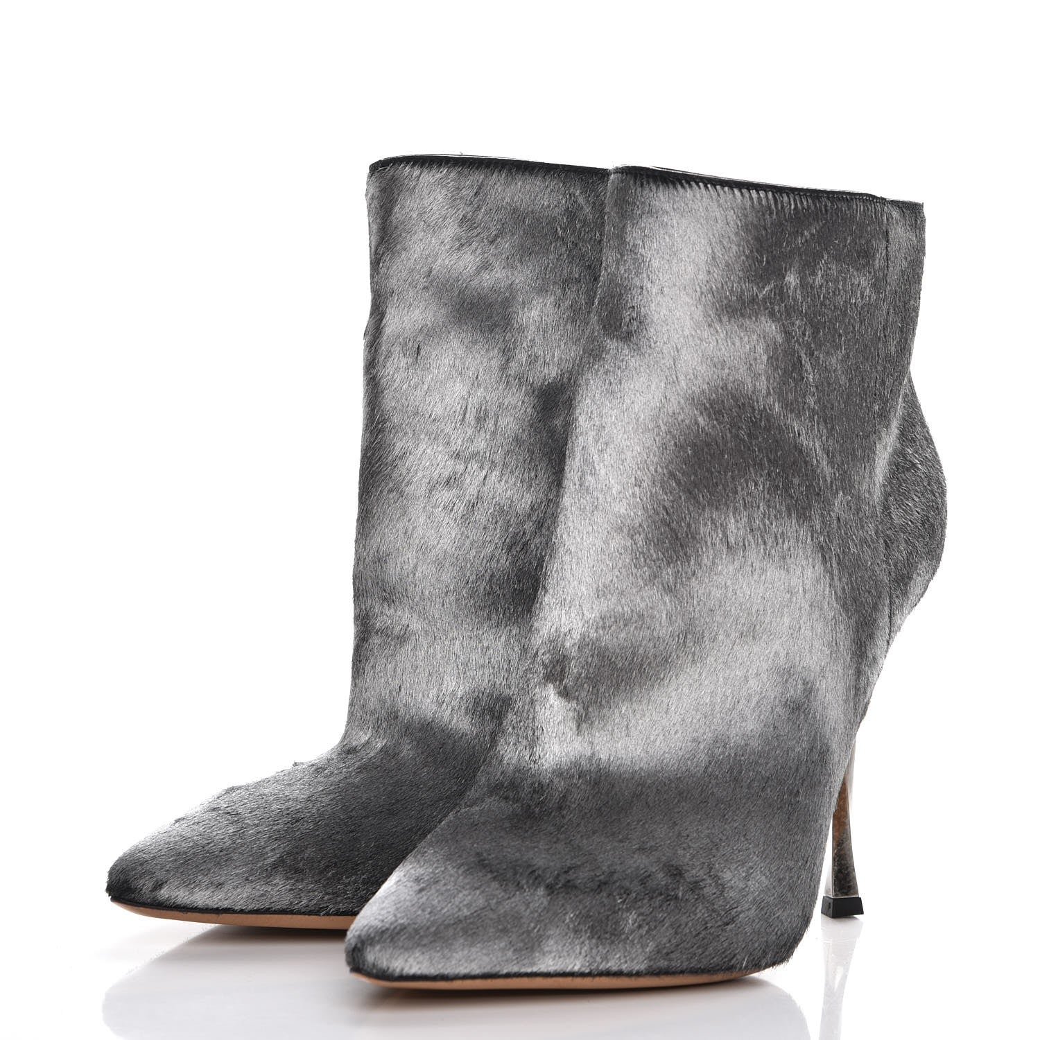 Valentino Garavani Dyed Calf Hair Ankle Boots 37.5 Silver 3 of 10