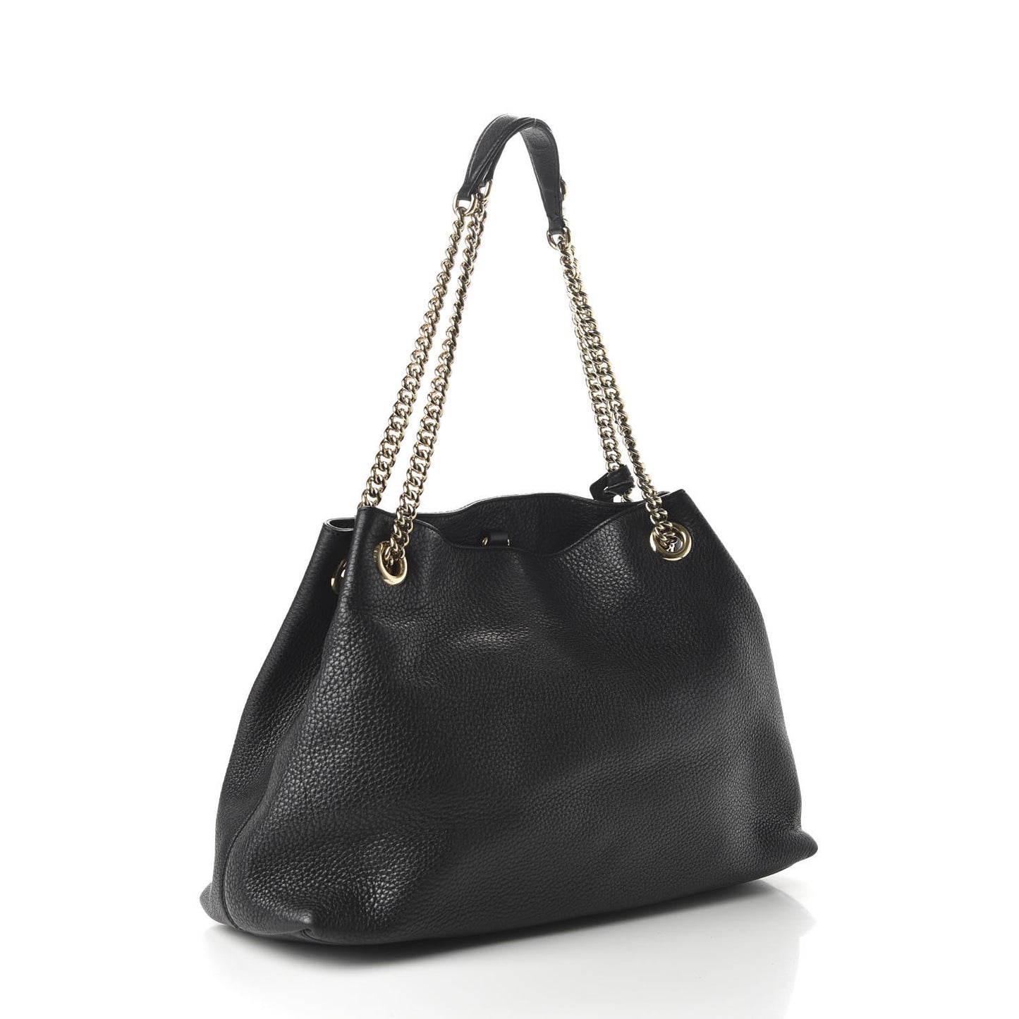 Pebbled Calfskin Medium Soho Chain Shoulder Bag Black