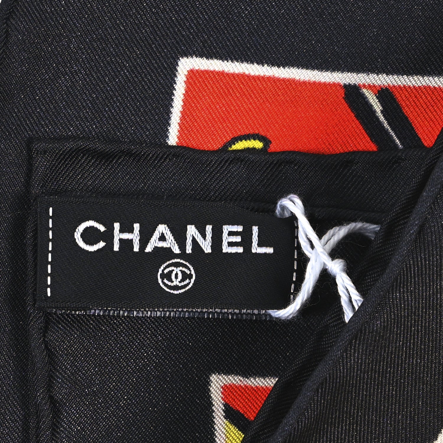 Chanel Silk CC Comics Bandana Red Black Multicolor Red Black
