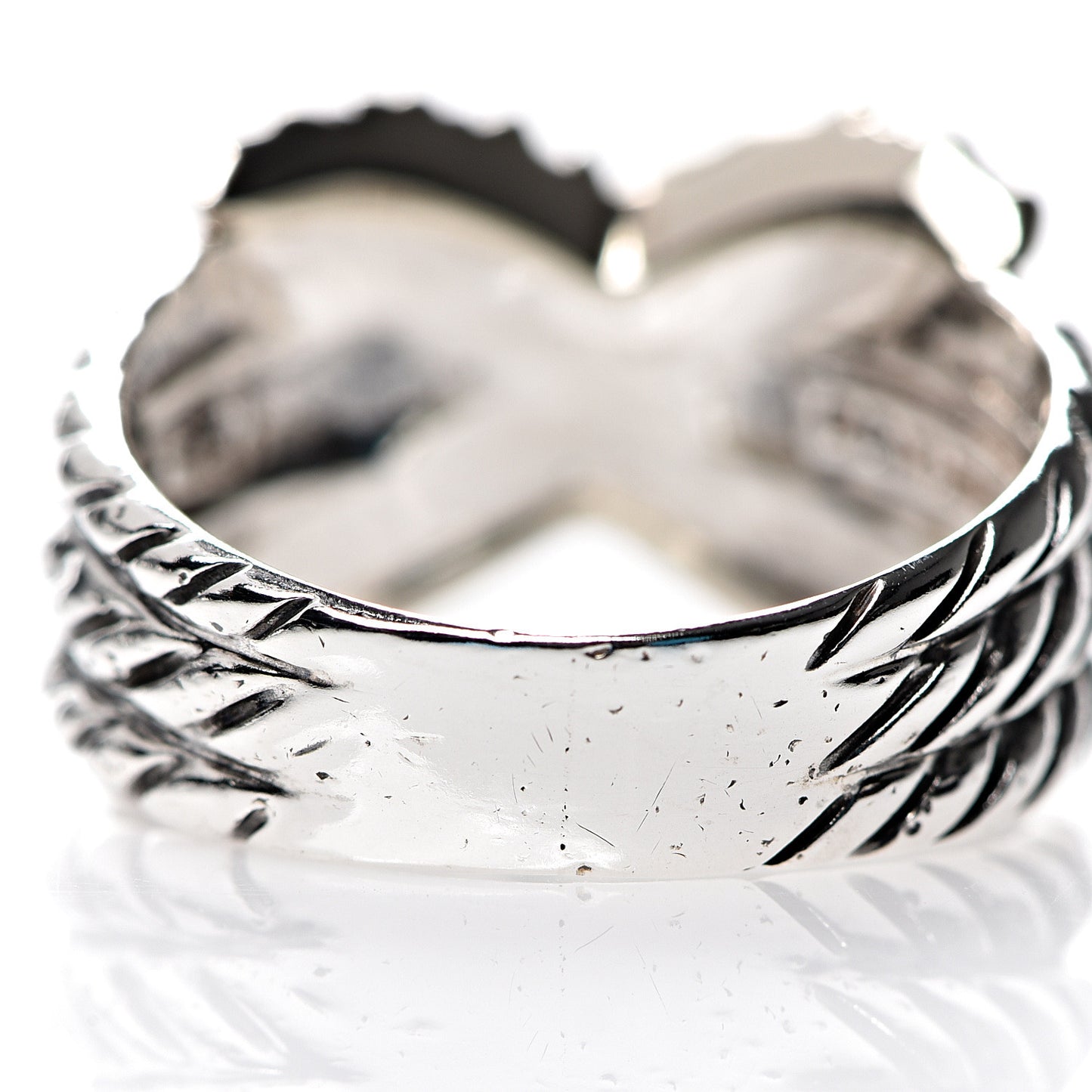 Sterling Silver Diamond 12mm X Crossover Ring 52 6