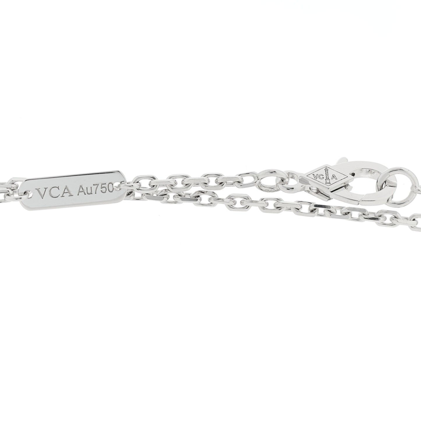 18K White Gold Black Onyx Magic Alhambra Pendant Necklace