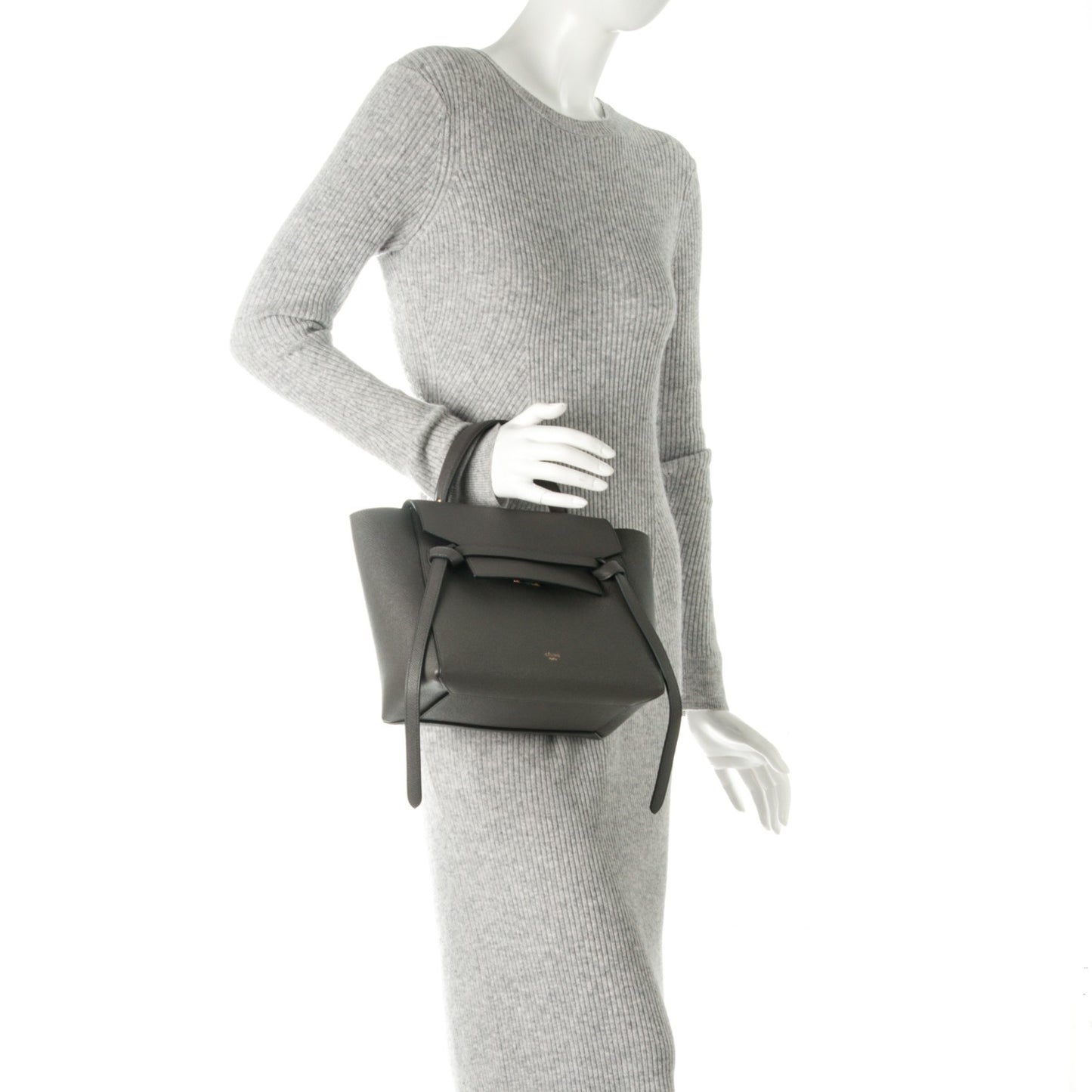 Grained Calfskin Micro Belt Bag Grey
