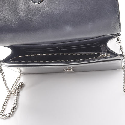 Christian Dior Metallic Patent Micro-Cannage Diorama Wallet on Chain Pouch Silver 5 of 10