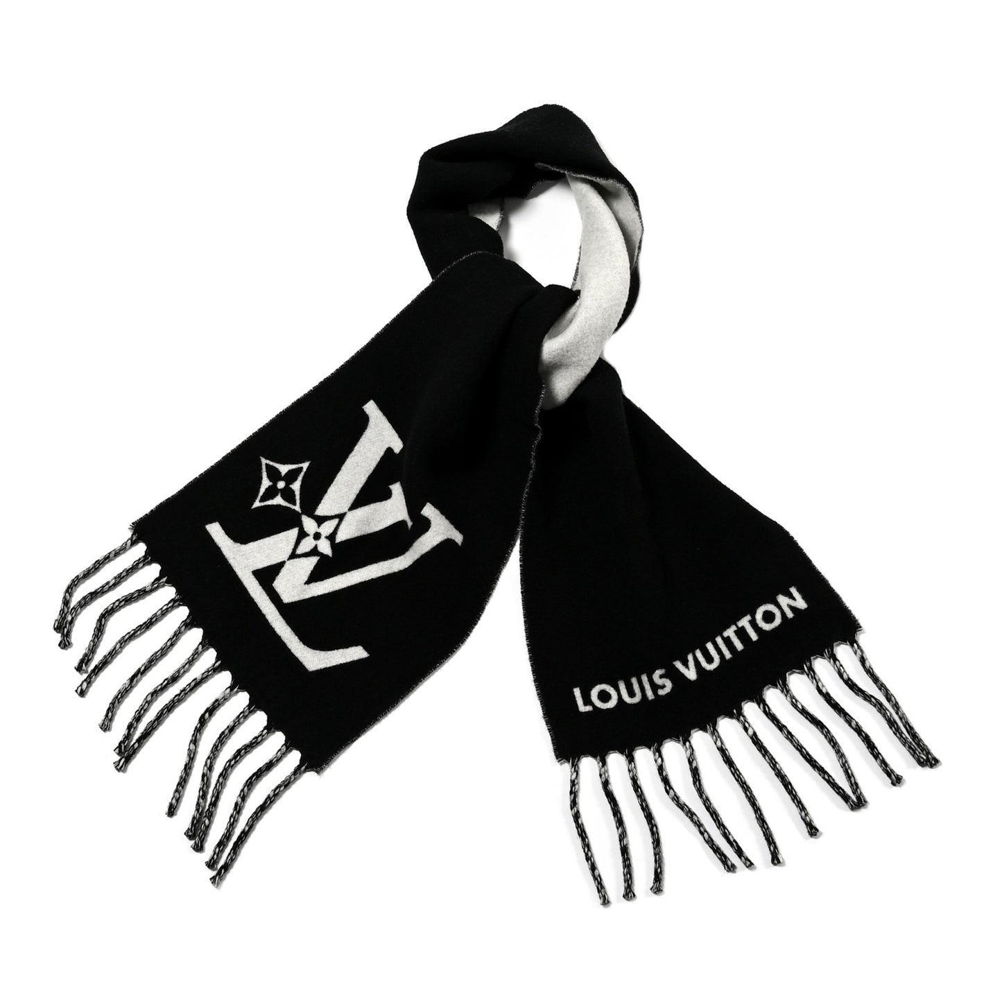Cashmere Monogram Smash Scarf Black