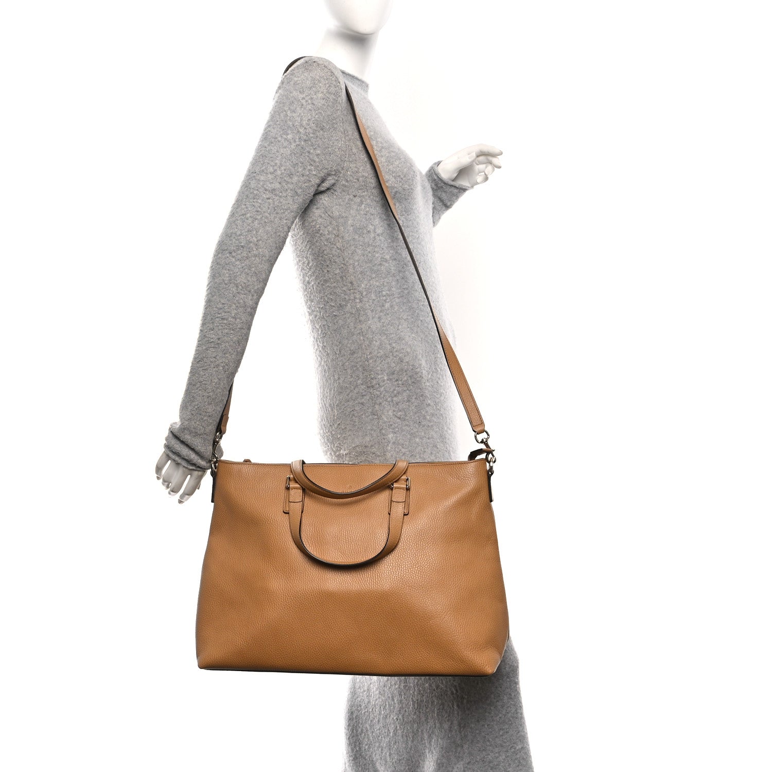 Gucci Calfskin Bamboo Tassel Top Handle Tote Whiskey 2 of 10