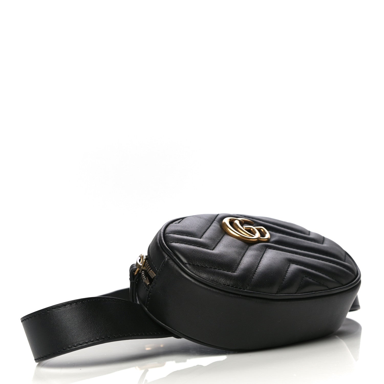 Gucci Calfskin Matelasse GG Marmont Belt Bag 75 30 Black 4 of 16