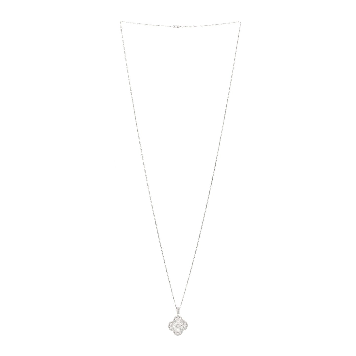 18K White Gold Diamond Magic Alhambra Long Necklace